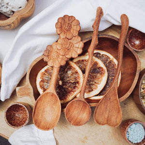 A large wooden spoon carved into a heart shape, perfect for mixing outdoor concoctions and adding a bit of charm to imaginative play. Tuckered Out