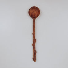 Load image into Gallery viewer, A handcrafted wooden spoon shaped like a twig, adding a playful, nature-inspired touch to potion-making and mud kitchen activities. Tuckered Out
